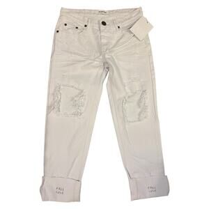 NWT One Teaspoon Free Love Distressed White Jeans Women’s Size 26